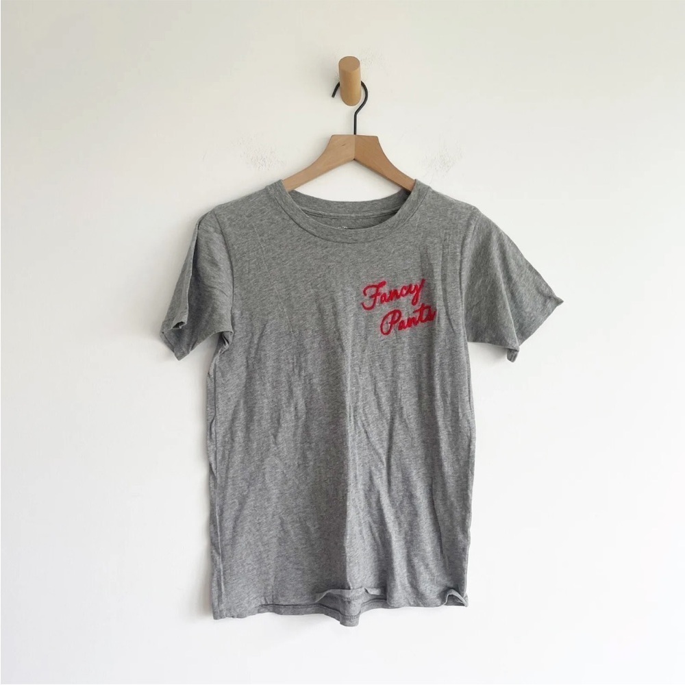 J Crew Women's Gray Red Fancy Pants Script  XS T-Shirt Top K4890